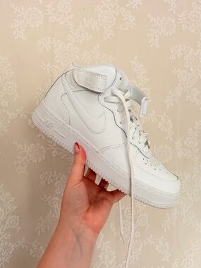 Nike White Mid-Top Leather Sneakers